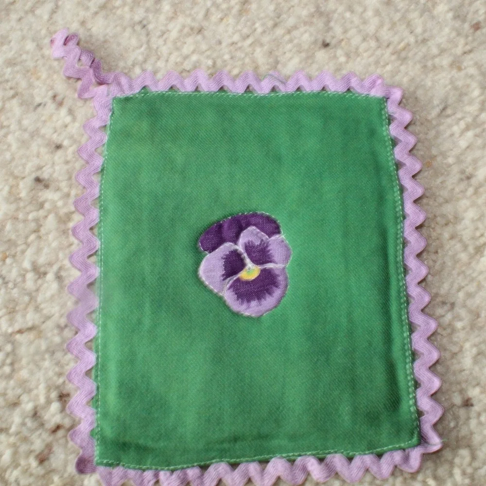 Handmade Potholders Coasters Vintage Embroidered Quilted Set 5 Multicolor OS
